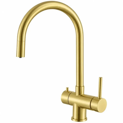 Кухонный смеситель Fabiano FKM 3118P SS Light Gold с подключением к фильтрованной воде Золото (8231.401.1973)