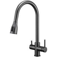 Кухонный смеситель Fabiano FKM 3122 Black Steel с подключением к фильтрованной воде Графит (8231.403.1150)