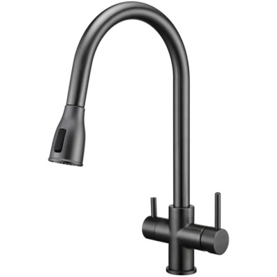 Кухонный смеситель Fabiano FKM 3122 Black Steel с подключением к фильтрованной воде Графит (8231.403.1150)