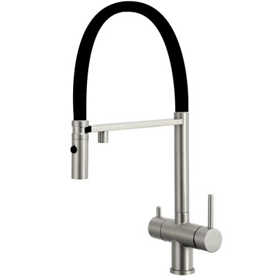 Кухонный смеситель Fabiano FKM 3130 Inox Black с подключением к фильтрованной воде Нержавеющая сталь-черный (8231.403.1931)