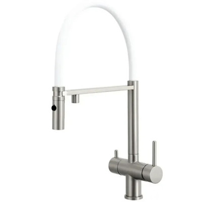 Кухонный смеситель Fabiano FKM 3130 Inox White с подключением к фильтрованной воде Нержавеющая сталь-белый (8231.403.1932)