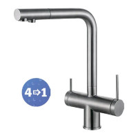 Кухонный смеситель Fabiano FKM 3140 SS Inox с подключением к фильтрованной воде Нержавеющая сталь (8231.401.0070)