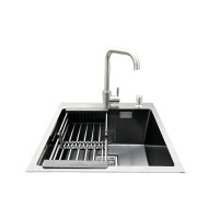 Комплект мийка та змішувач Romzha Arta Nova U-450BL B дозатор і корзина (RO41242)