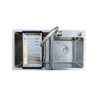 Комплект мийка та змішувач Romzha Arta U-730DN A дозатор і корзина (RO47800)