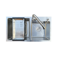 Комплект мийка та змішувач Romzha Arta U-730DN B дозатор і корзина (RO47801)