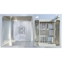 Кухонна мийка з нержавіючої сталі Romzha Arta Nova U-700D дозатор і корзина (RO43489)