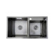 Кухонна мийка з нержавіючої сталі Romzha Arta U-730D BL корзина та дозатор (RO43520)
