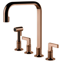 Кухонний змішувач Gessi Inciso 58703#030 Мідь, з душем та з двома важелями управління окремо