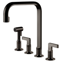 Кухонный смеситель Gessi Inciso 58703#706 Черный металл PVD, с душем и с двумя рычагами управления отдельно