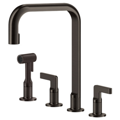 Кухонный смеситель Gessi Inciso 58703#707 Черный металл брашированный PVD, с душем и с двумя рычагами управления отдельно