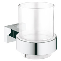 Стакан стеклянный Grohe Essentials Cube с держателем (40755001)