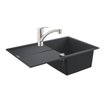 Комплект мийка і змішувач Grohe (31465AP0) Чорний граніт