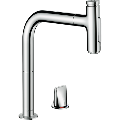 Змішувач Hansgrohe Metris Select M71 для кухонного миття з висувним душем, хром 73818000