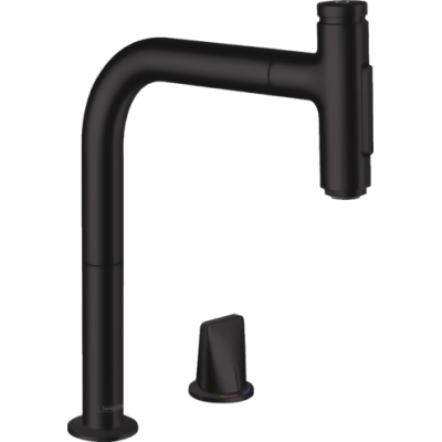Змішувач Hansgrohe Metris Select M71 для кухонної мийки з висувним душем, матовий чорний 73818670