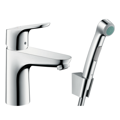 Смеситель Hansgrohe Focus для раковины с гигиеническим душем и донным клапаном Push-Open (31927000)