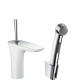 Змішувач Hansgrohe PuraVida для раковини з гігієнічним душем і зливним клапаном Push-Open, білий / хром (15275400)