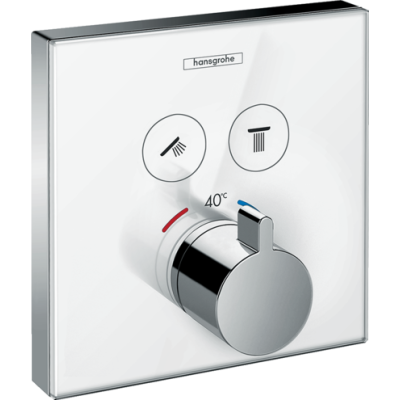 Термостат Hansgrohe ShowerSelect Glass для двух потребителей стеклянный, белый/хром 15738400