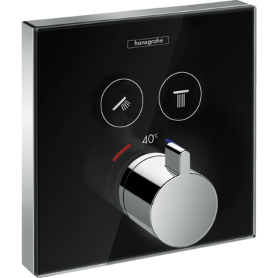 Термостат Hansgrohe ShowerSelect Glass для двох споживачів скляний, чорний / хром 15738600