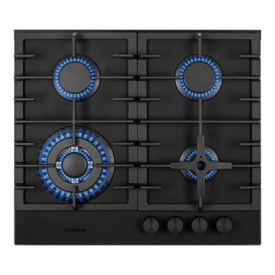 Газовая варочная поверхность INTERLINE HGG 964 FGT BH Nano Matte Черный матовый