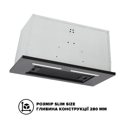 Встраиваемая кухонная вытяжка INTERLINE SWAY BL A/60 GL/S Черная