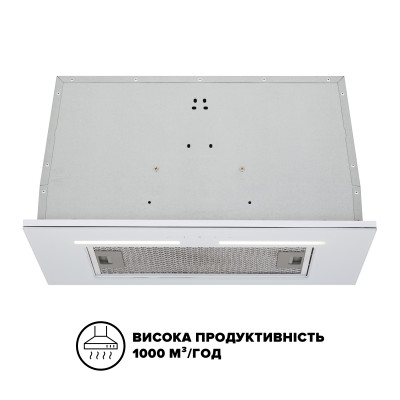 Встраиваемая кухонная вытяжка INTERLINE SWAY WH A/60 GL/S Белая