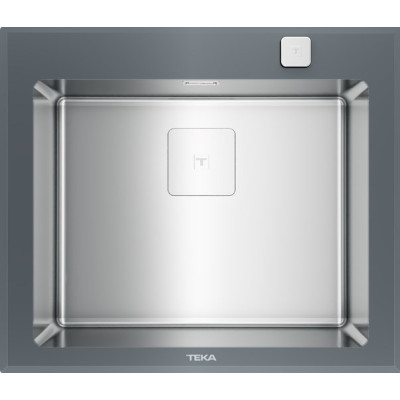 Кухонная мойка с нержавеющей стали Teka DIAMOND 1B ST полированная, стекло серый камень (115000076)