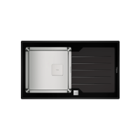 Кухонна мийка з нержавіючої сталі Teka DIAMOND 1B 1D BK полірована, чорне скло (115100011)