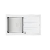 Кухонна мийка з нержавіючої сталі Teka DIAMOND 1B 1D WH полірована, біле скло (115100012)